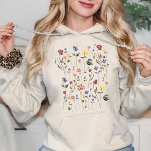 Botanical Wildflowers Hoodie: Boho Cottagecore Style
